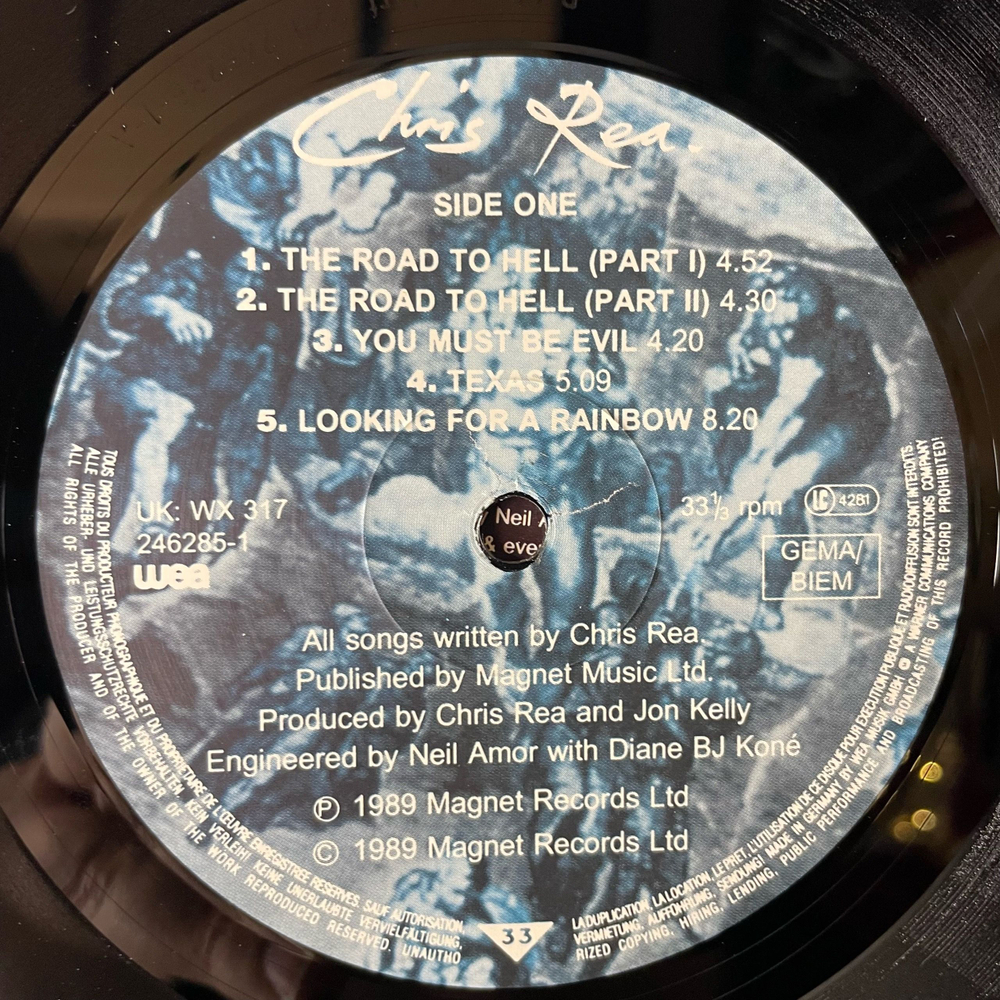Винтажная виниловая пластинка LP Chris Rea Крис Ри, The Road To Hell (Германия 1989) You Must Be Evil