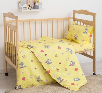 КПБ "Экономь и Я" бейби "Зайки" 145*112,100*150,40*60см, бязь 4540442 желтый