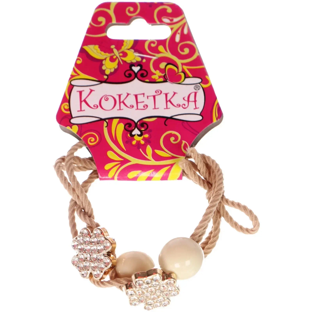 Резинки для волос 2шт «ФАНТЕЭГРО», клевер, цвет черный, молочный и коричневый, d-5.5см (Кокетка)