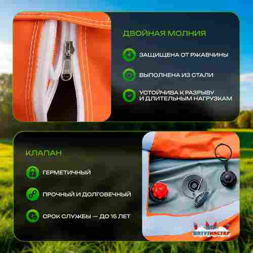 Пневмокаркасная всесезонная палатка «Универсал» 4×2,5×2,5 м — из ПВХ, оранжевая