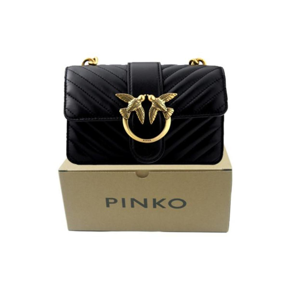 Сумка Pinko Quilt 22 Spring and Summer Fashion Casual Quilted Lambskin Chain Bag Shoulder Messenger Bag Mini Black gold, 1P22JQ-Y7SQ-Z99Q