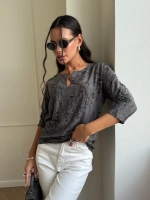 Блузка нарядная трикотажная офисная рукав 3 4