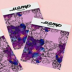 Ткань мембрана сине-фиолетовые пёстрые цветы