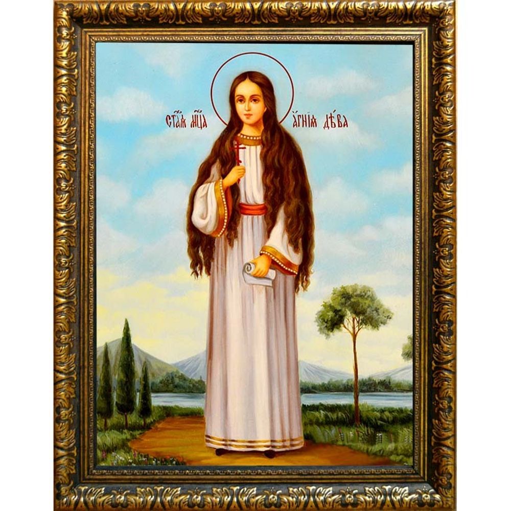 Анна (Агния) Римская, дева, мученица. Икона на холсте.