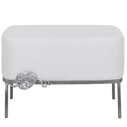 Банкетка Monstera Deliciosa (Монстера) Белая Античное серебро