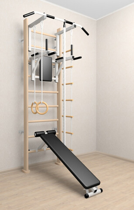 Деревянная шведская стенка Sv Sport 906с (Турник стандарт/Брусья/Скамья/Канат/Кольца/Лестница)