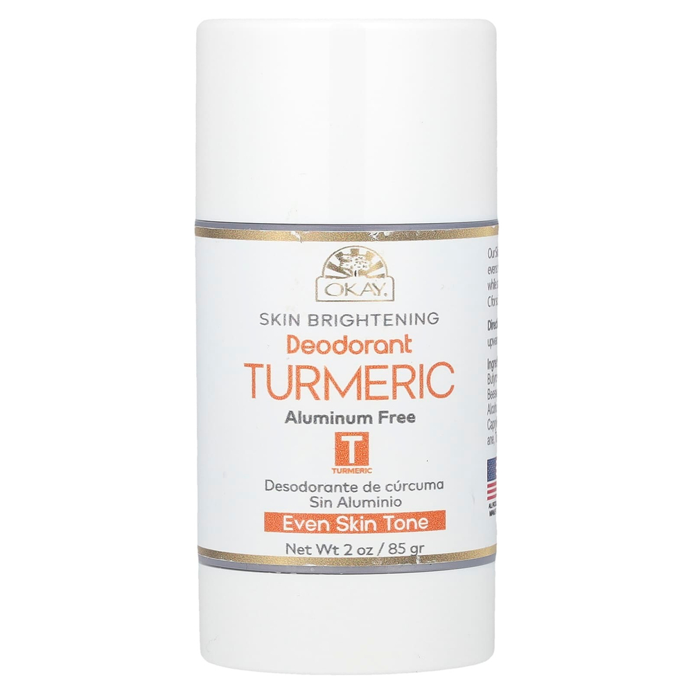 Okay Pure Naturals, Осветление кожи, дезодорант без алюминия, куркума, 85 г (2 унции)