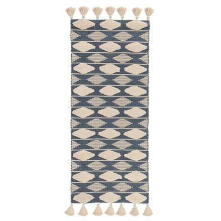 Ковер из хлопка синего цвета Argyle Ethnic 70х160 см