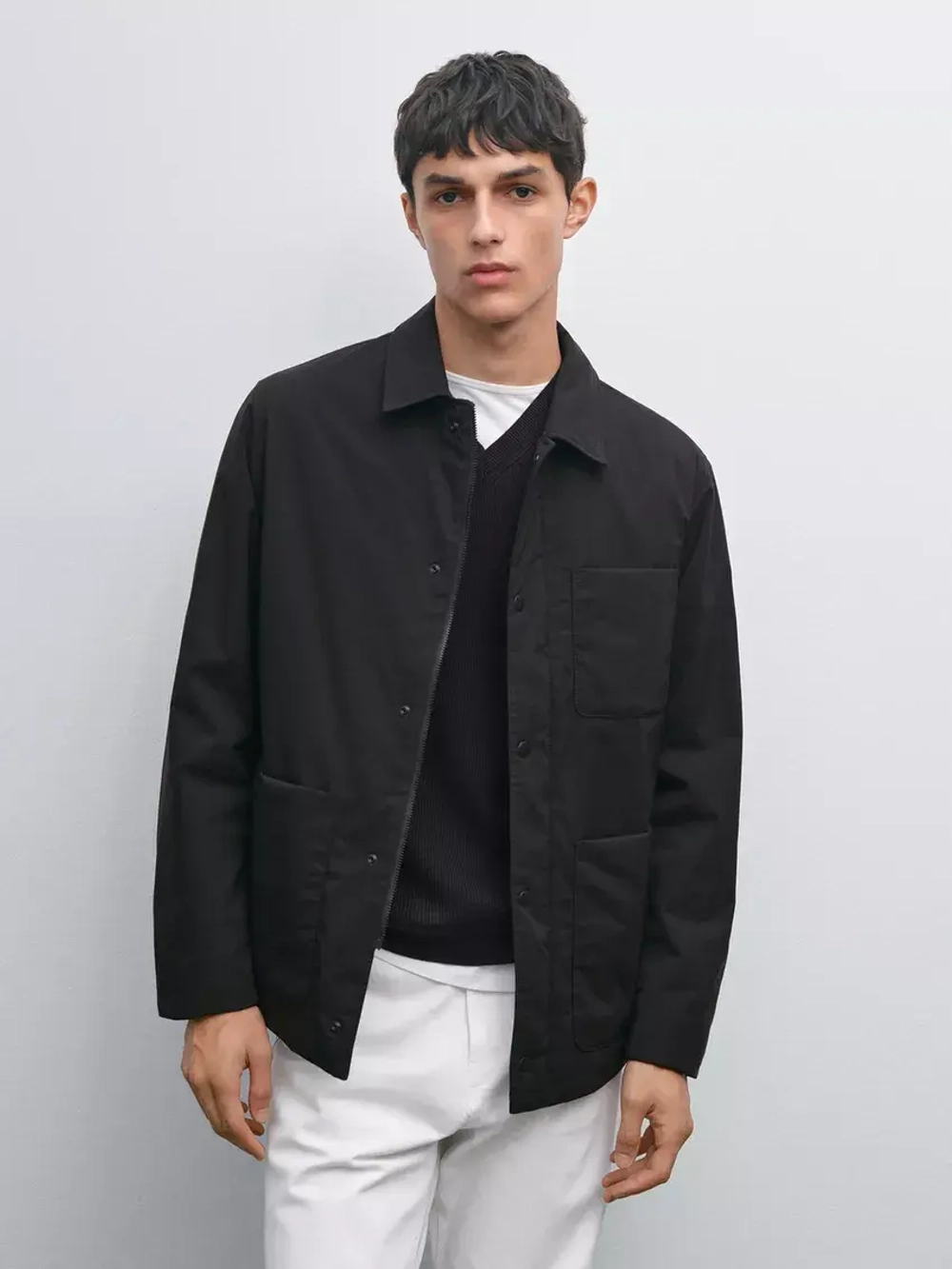 Massimo Dutti Непромокаемая куртка из высокотехнологичной ткани, черный