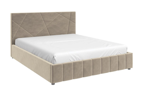 Кровать НЕЛЬСОН отделка АБСТРАКЦИЯ 1,4/ткань ВАРИАНТ 3 (серо-бежевый) без подъёмным механизмом