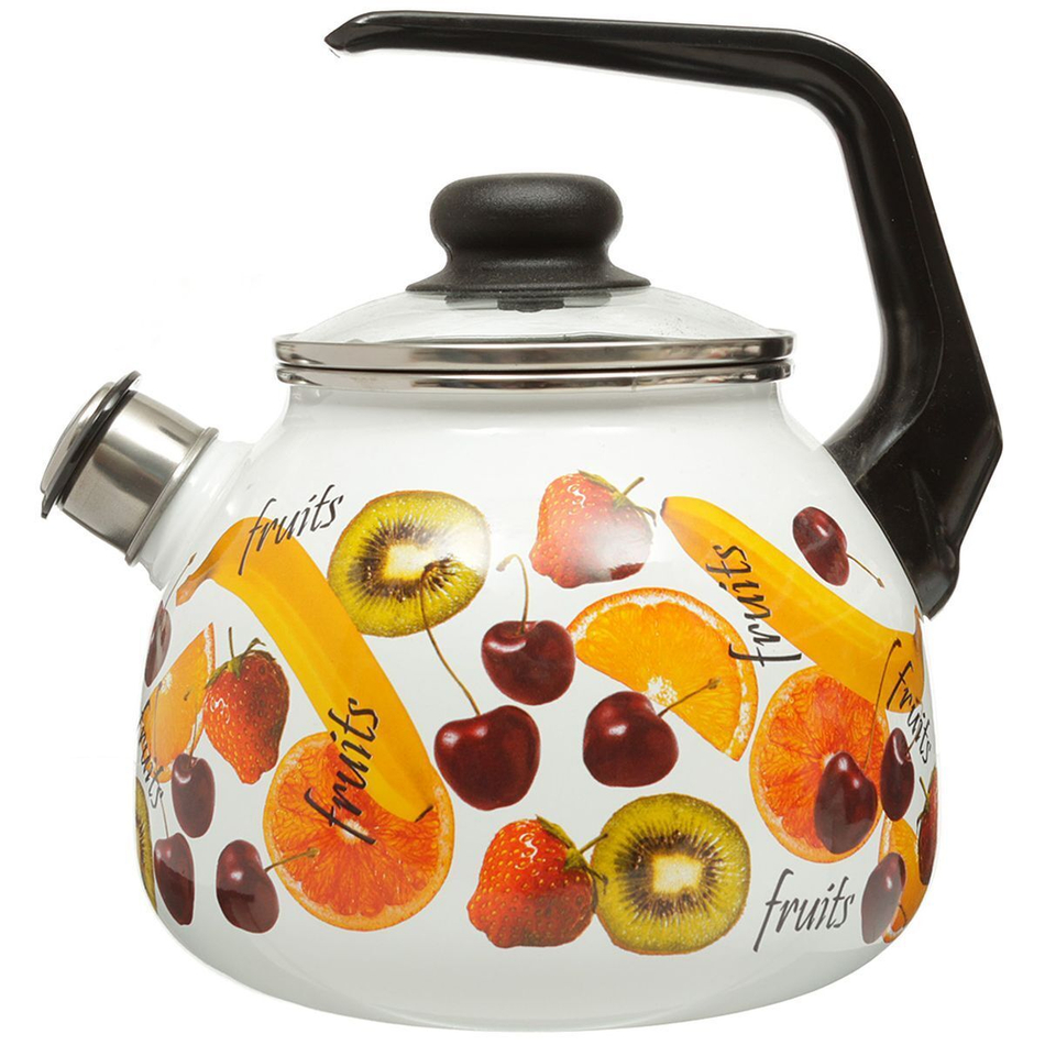 Чайник сталь, эмал, 3 л, свист, руч консоль, Vitross, Fruits, 1RС12