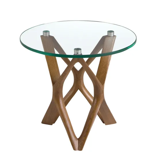 Журнальный столик Angel Cerda 2127 из закаленного стекла и ореха