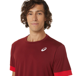 Мужское теннисное поло ASICS Court Shortsleeve Tee T-Shirt Men - Dark Red, Red
