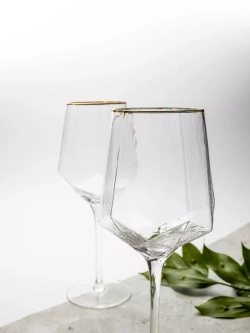 Набор бокалов для вина 2 шт, 440 мл, с золотой каймой