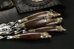 Набор шампуров "Звери Большие" в чехле из натуральной кожи