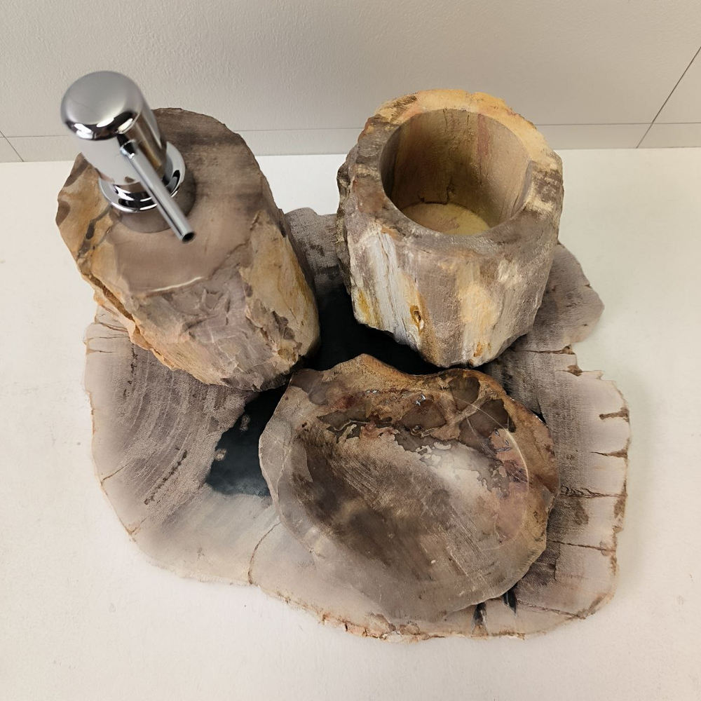 Набор из окаменелого дерева 4 предм Fossil Set NF-63299 поднос 149