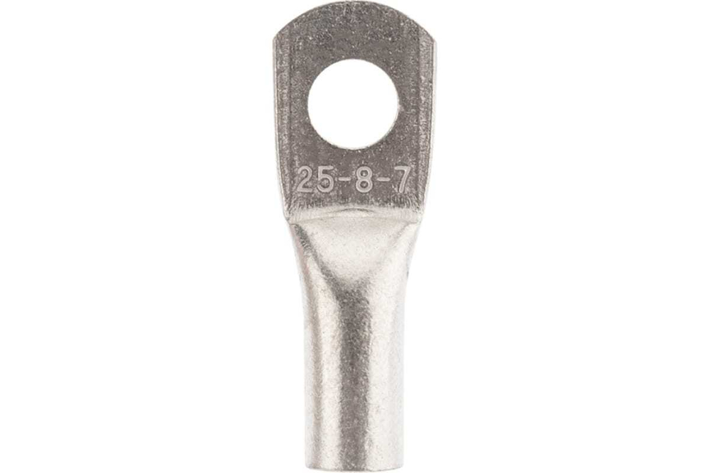 Медный луженый наконечник REXANT ТМЛ 25–8–7 (25мм2 - d 8мм) ГОСТ 7386-80 уп.10 шт 07-5313-3