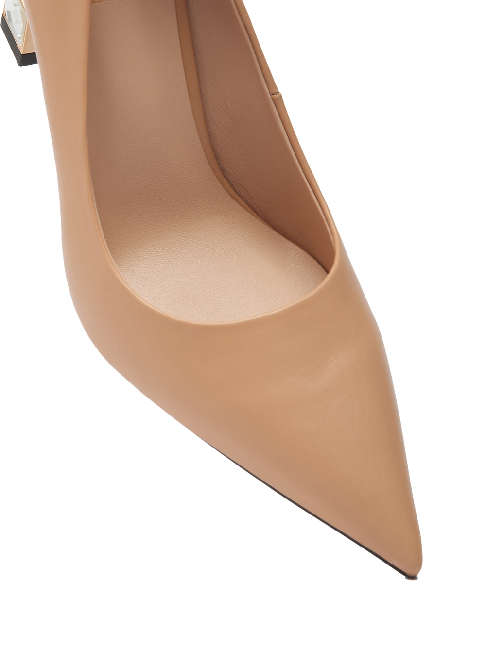 Женские туфли кожаные бежевые с квадратным каблуком