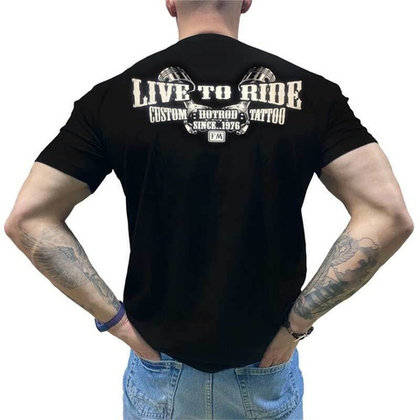 Футболка Franky Mouse Live nonsense Motorсycle (черт и поршни) (S / черный)