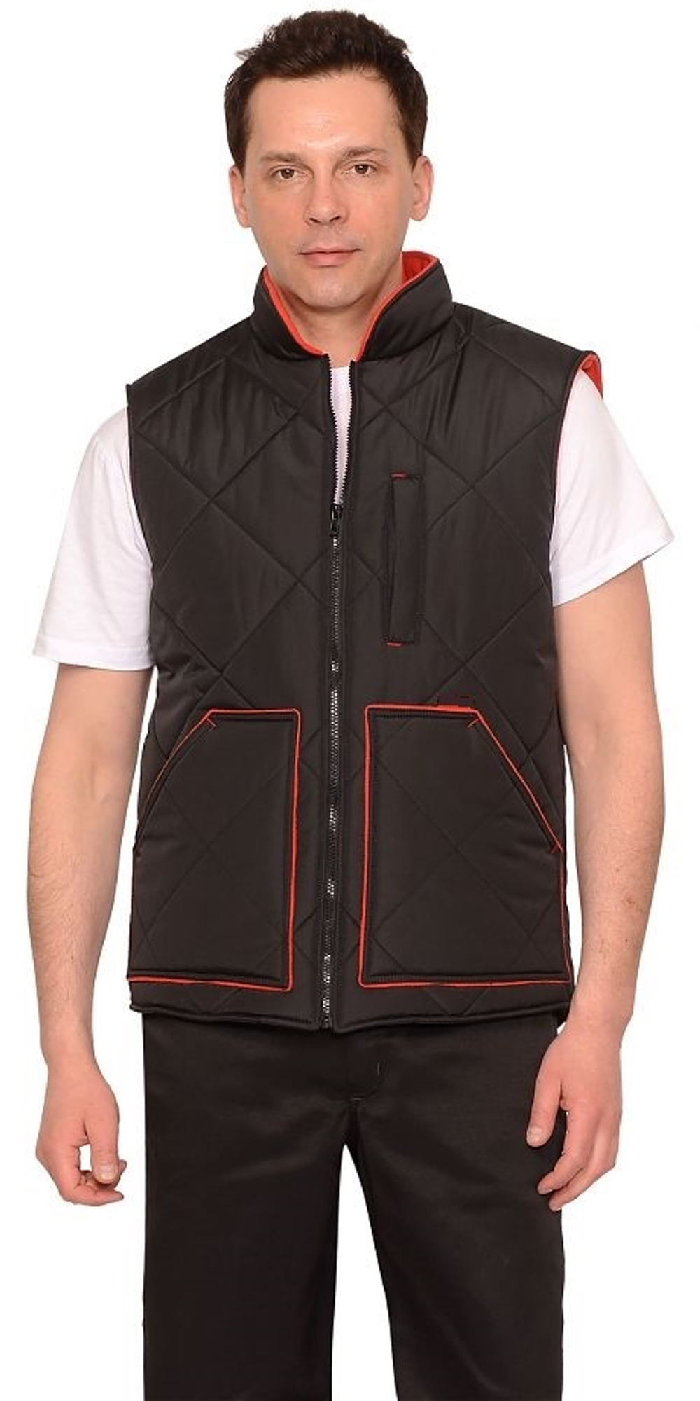 Жилет удлиненный (на подкладке флис красный) черный