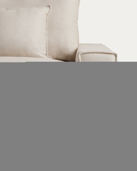 Угловой модульный диван Anarela бежевый из льна и вискозы со съемным чехлом, 307 x 347