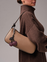 Кожаная сумка багет кросс-боди коричневый капучино
