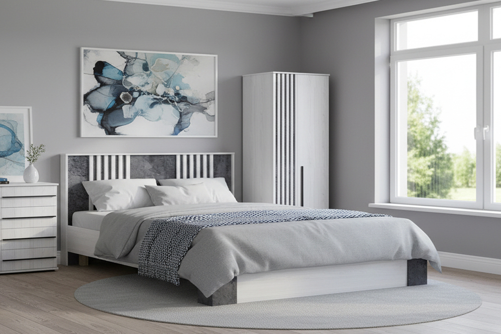 Марракеш Комод 1 створка 4 ящика Анкор светлый / Цемент темный