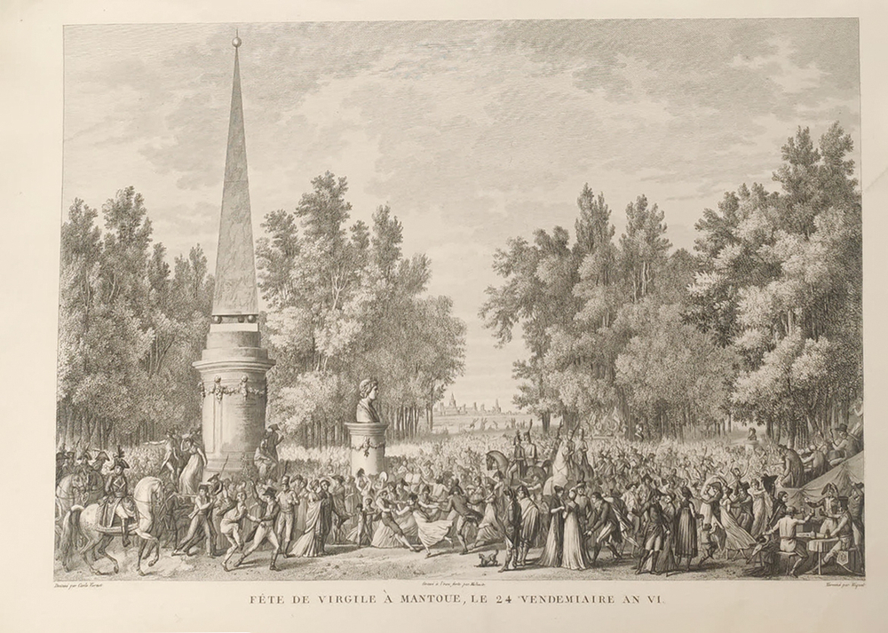 Праздник Вергилия в Мантуе, 24 вандемьера VI года. Гравюра из альбома Военные кампании Франции. 1834