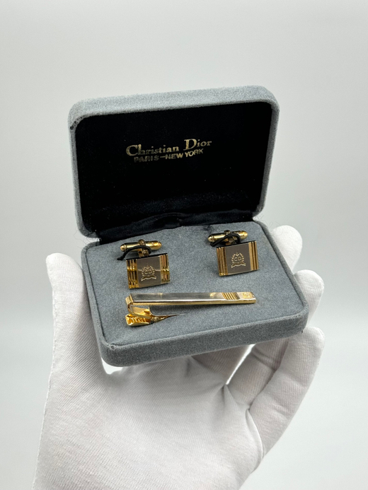 Комплект из запонок и зажима для галстука Christian Dior