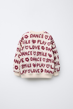 ZARA ТОЛСТОВКА С ПРИНТОМ, БУРГУНДИ