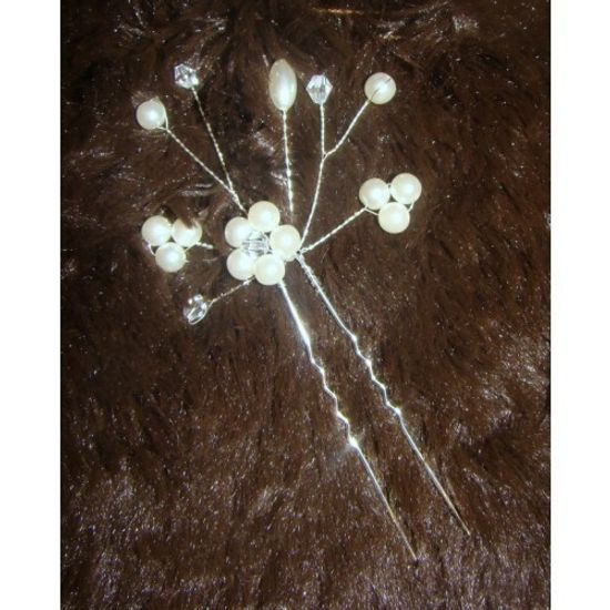 Шпилька цветочки,горный хрусталь, жемчуг, стразы "Летто" (Итальянский дизайн)