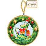 Подставка под горячее керамика 16см «Змей Ронни с подарками»