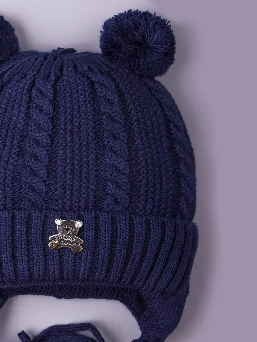 Шапка детская вязаная демисезонная на завязках