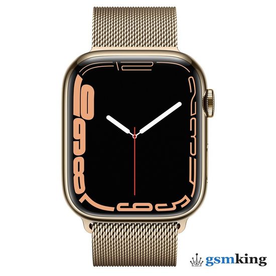 Apple Watch Series 7 GPS + Cellular 45mm Gold Stainless Steel Case with Gold Milanese Loop MKJG3LL/A