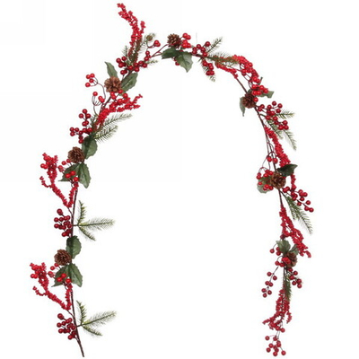 Гирлянда хвойная «Хвоя ягодная» 2,0 м с(шишки, ягоды, резина)