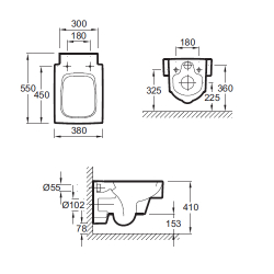 Унитаз подвесной Jacob Delafon Terrace EDA102 схема