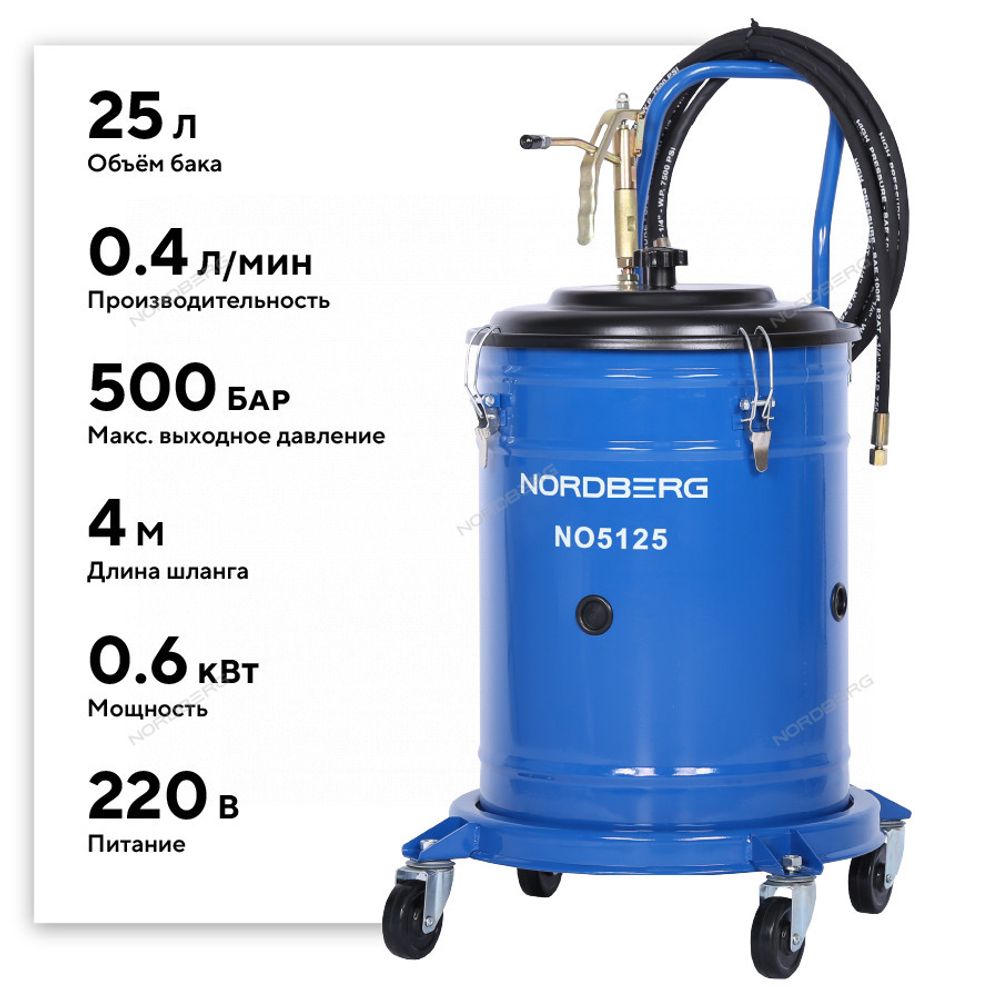NORDBERG (NO5125) Установка электрическая для раздачи густой смазки с баком, 25 л