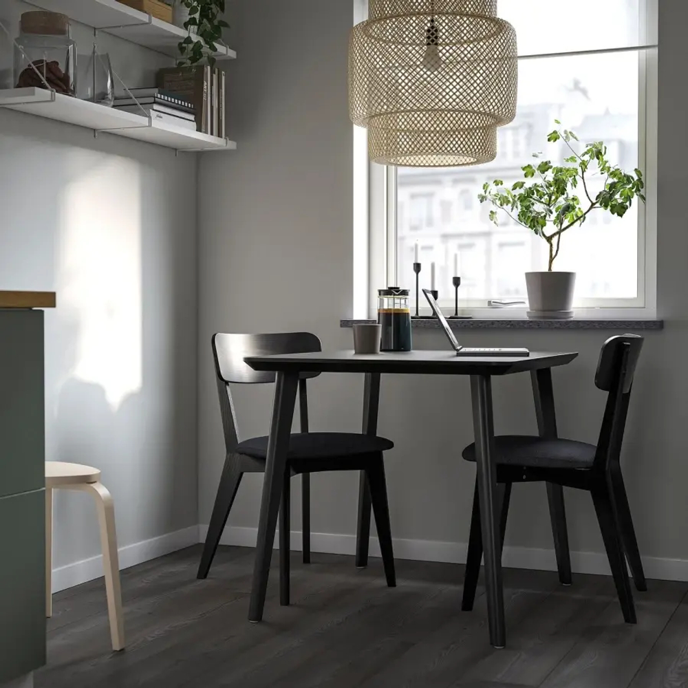 Стол и 2 стула -  LISABO IKEA/ ЛИСАБО ИКЕА,  88х78 см,   черный