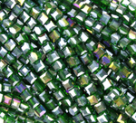 БВ022ДС4 Хрустальные бусины квадратные, цвет: темно-зеленый AB прозрачный, 4 мм, кол-во: 44-45 шт.