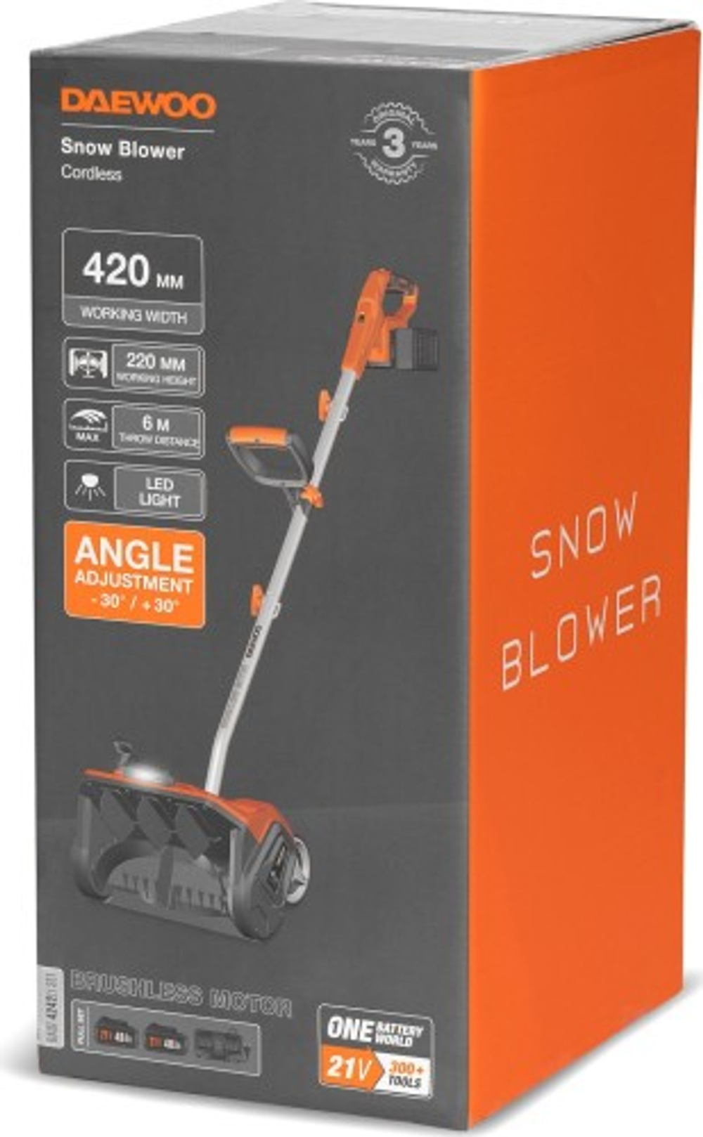 Снегоуборщик (электролопата) аккумуляторный DAEWOO DAST 4242Li SET с АКБ и ЗУ