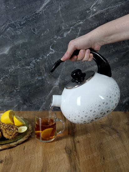 Чайник 2,5 л. эмалированный со свистком Kamille KM 1037 с черной бакелитовой ручкой