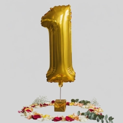 Шар цифра 1 золотая