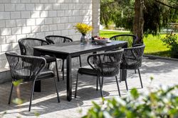 "Венето" обеденный стол из HPL 160х80см, цвет "серый гранит", каркас черный