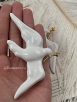 Брошь "Птица" белая эмаль Скиап.