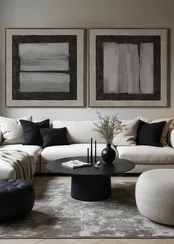 Постер Herald twin 100х100 см, бежевый, белый, чёрный