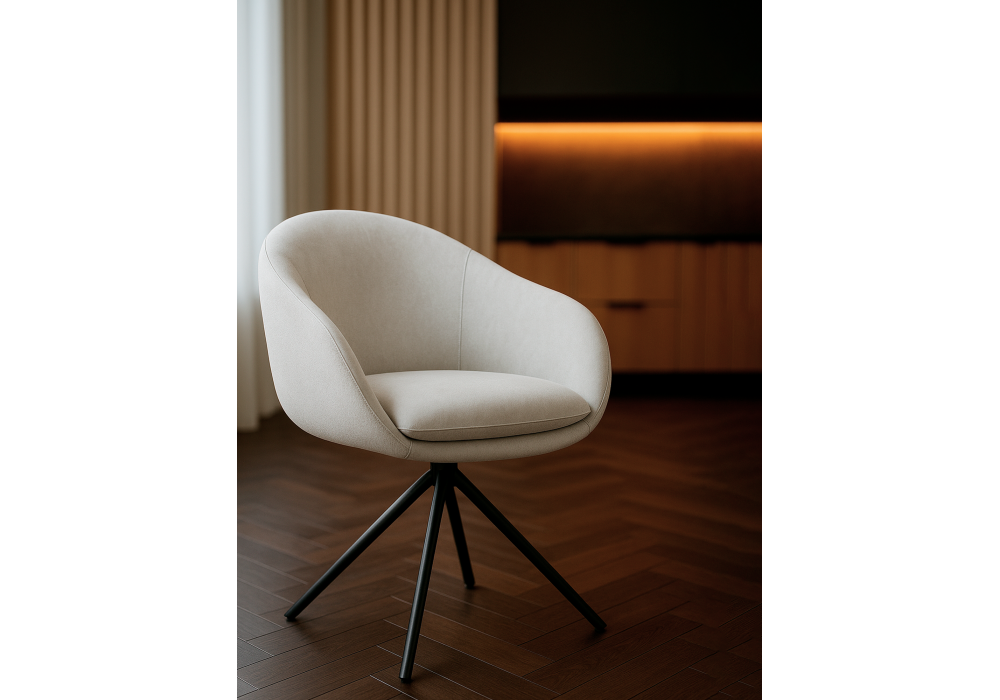 Стул на металлокаркасе Woodville Бартон 1 ткань мадера 2, черный матовый