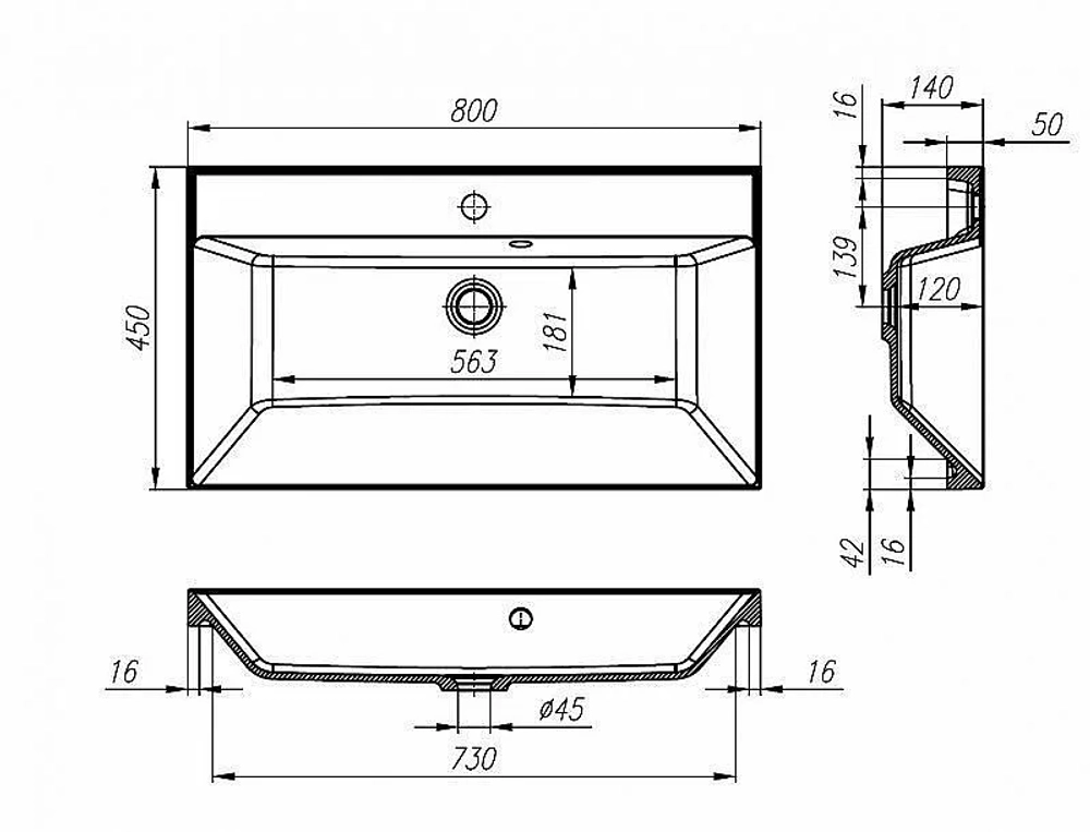 Тумба с раковиной BelBagno VITTORIA 2C SO 80 Bianco Opaco