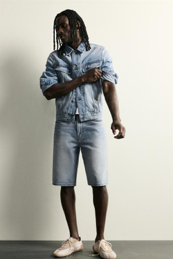 ZARA ДЖИНСОВЫЕ ШОРТЫ LOOSE FIT, ВЫЦВЕТШИЙ СИНИЙ