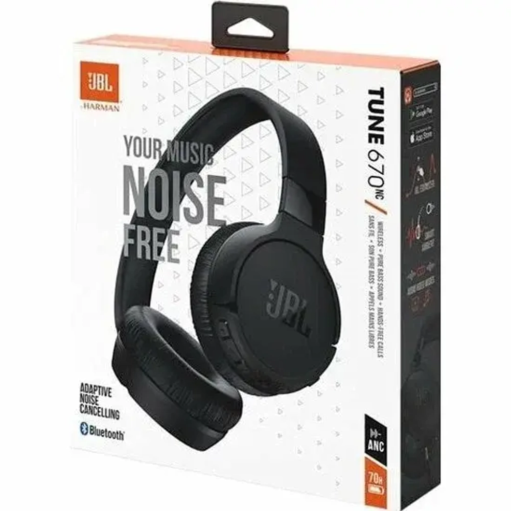 Беспроводные наушники JBL Tune 670NC, mini jack 3.5 mm, черный