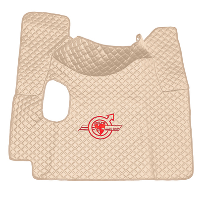 Ковры VOLVO FH-12 2009-2013г (механика) (экокожа, бежевый, бежевый кант, красная вышивка)